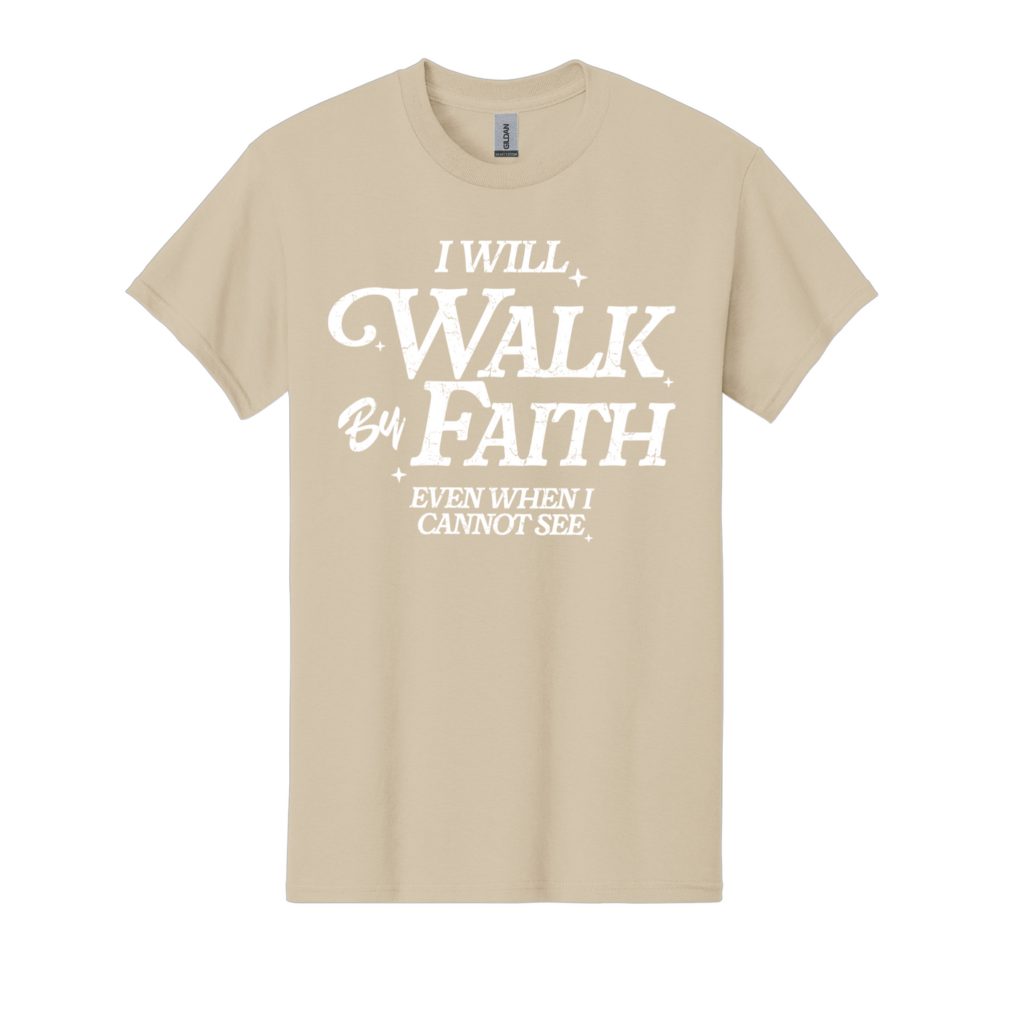 Walk by Faith Christian Tshirt - Sand